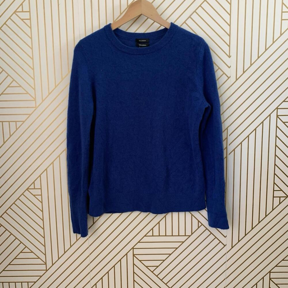 Halogen 100% Cashmere Mazarine Blue cobalt Crewneck scoopneck Sweater L